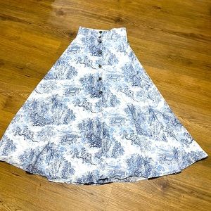 Blue and White Printed Women's Skirt